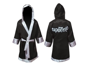 Kanong Custom Boxing Fight Robe : Black-White